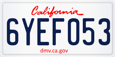 CA license plate 6YEF053