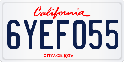 CA license plate 6YEF055