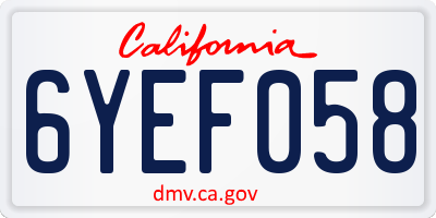 CA license plate 6YEF058