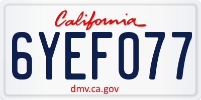 CA license plate 6YEF077