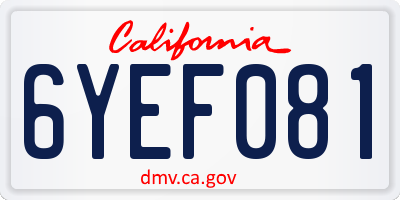 CA license plate 6YEF081