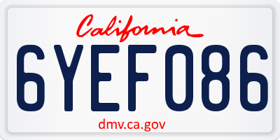 CA license plate 6YEF086