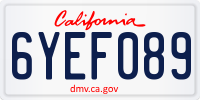 CA license plate 6YEF089