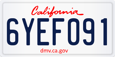 CA license plate 6YEF091