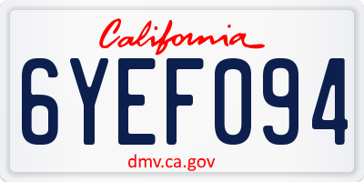CA license plate 6YEF094