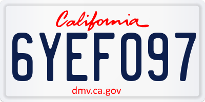 CA license plate 6YEF097