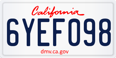 CA license plate 6YEF098
