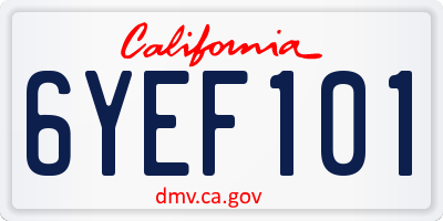 CA license plate 6YEF101