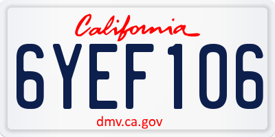 CA license plate 6YEF106