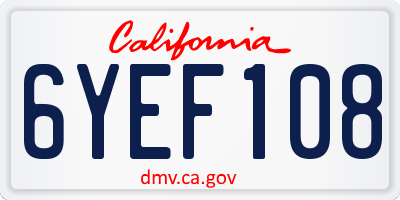 CA license plate 6YEF108