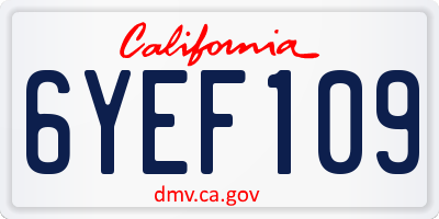 CA license plate 6YEF109