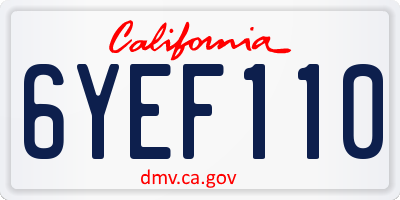CA license plate 6YEF110