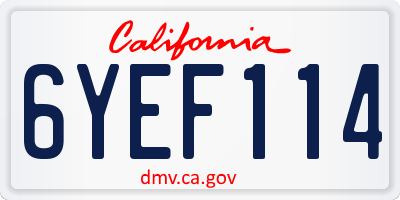 CA license plate 6YEF114