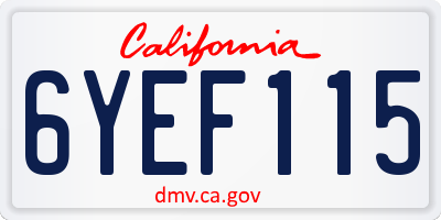 CA license plate 6YEF115