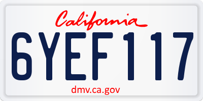 CA license plate 6YEF117