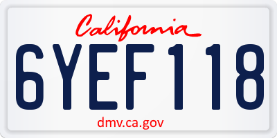 CA license plate 6YEF118