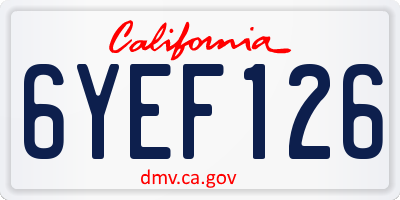 CA license plate 6YEF126