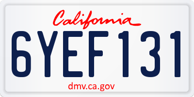 CA license plate 6YEF131