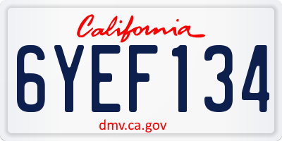 CA license plate 6YEF134