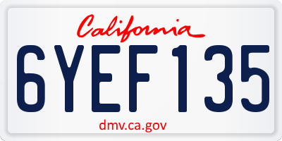 CA license plate 6YEF135