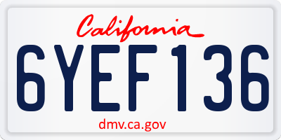 CA license plate 6YEF136
