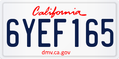 CA license plate 6YEF165