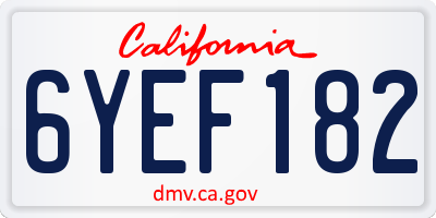 CA license plate 6YEF182