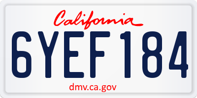 CA license plate 6YEF184