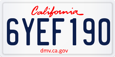 CA license plate 6YEF190