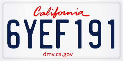 CA license plate 6YEF191