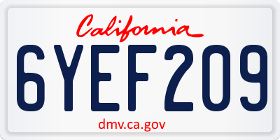CA license plate 6YEF209