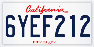 CA license plate 6YEF212