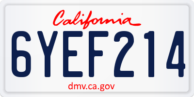 CA license plate 6YEF214