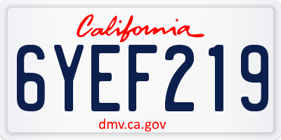 CA license plate 6YEF219