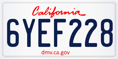 CA license plate 6YEF228