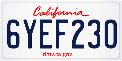 CA license plate 6YEF230