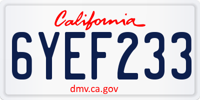 CA license plate 6YEF233