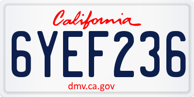 CA license plate 6YEF236