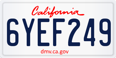 CA license plate 6YEF249