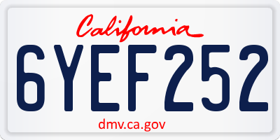 CA license plate 6YEF252
