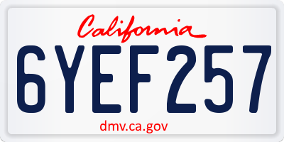 CA license plate 6YEF257