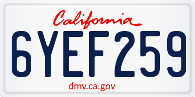 CA license plate 6YEF259