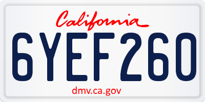 CA license plate 6YEF260