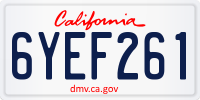 CA license plate 6YEF261