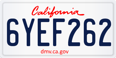 CA license plate 6YEF262