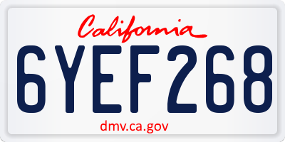 CA license plate 6YEF268
