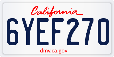 CA license plate 6YEF270