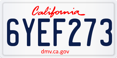 CA license plate 6YEF273