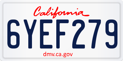 CA license plate 6YEF279
