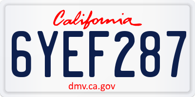 CA license plate 6YEF287